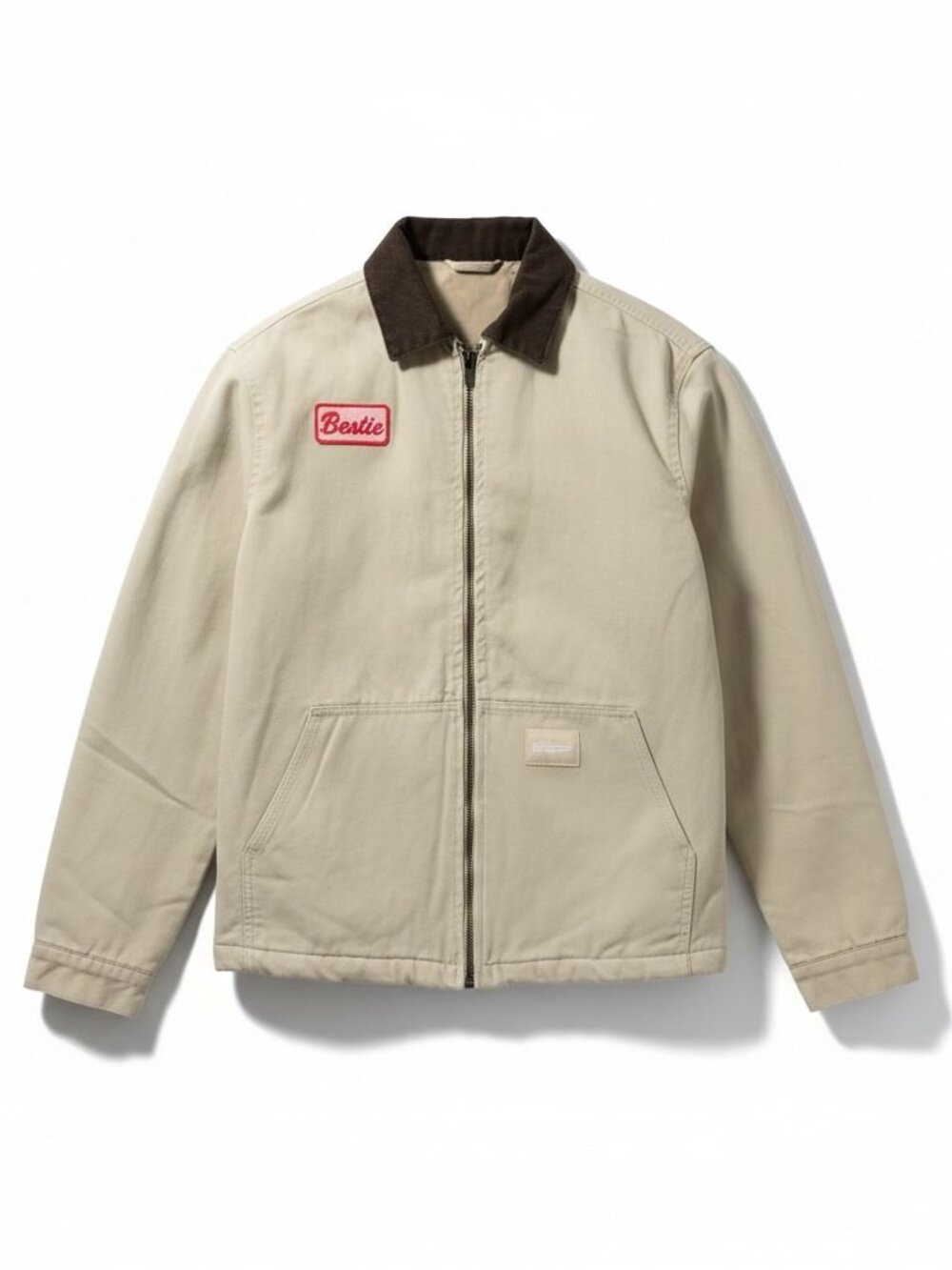 Workwear Chore Jacket Canvas Quilted Lined Tan Utility Jacket Size L NWT - Picture 6 of 7